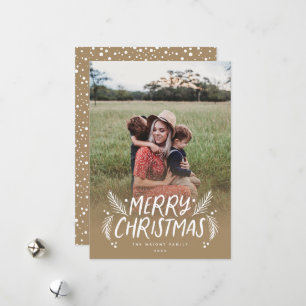 Cartes Pour Fêtes Annuelles Joyeux Noël Pin Berries dessiné à la main Photo Ho