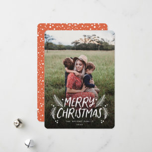 Cartes Pour Fêtes Annuelles Joyeux Noël Pin Berries tiré à la main Photo