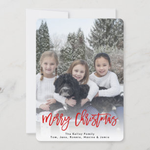 Cartes Pour Fêtes Annuelles Joyeux Noël Pinceau Script Vertical Red Photo
