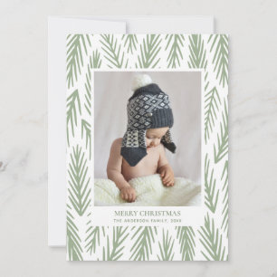 Cartes Pour Fêtes Annuelles Joyeux Noël. Pins verts d'hiver photo motif