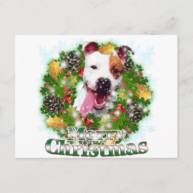 Cartes Pour Fêtes Annuelles Joyeux Noël Pitbull (Devant)