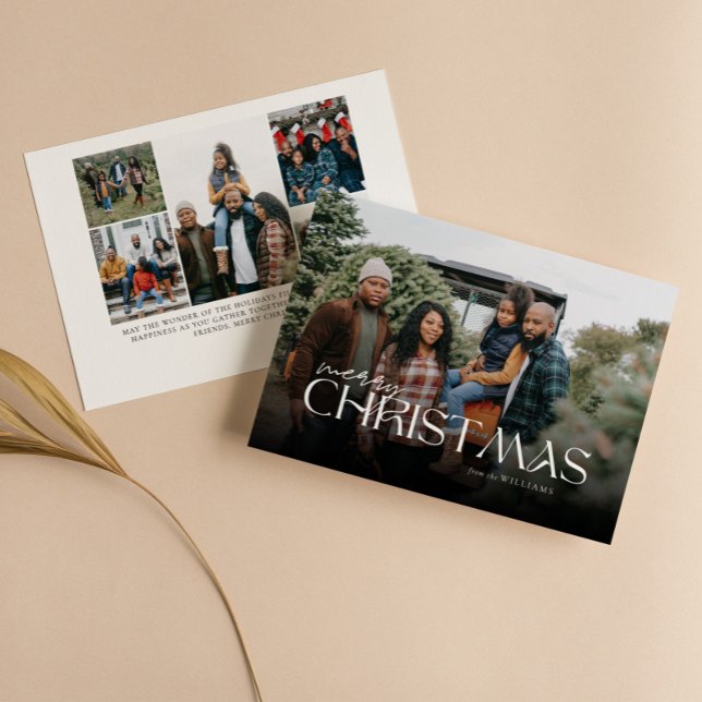 Cartes Pour Fêtes Annuelles Joyeux Noël Pleine photo Script moderne (Créateur téléchargé)