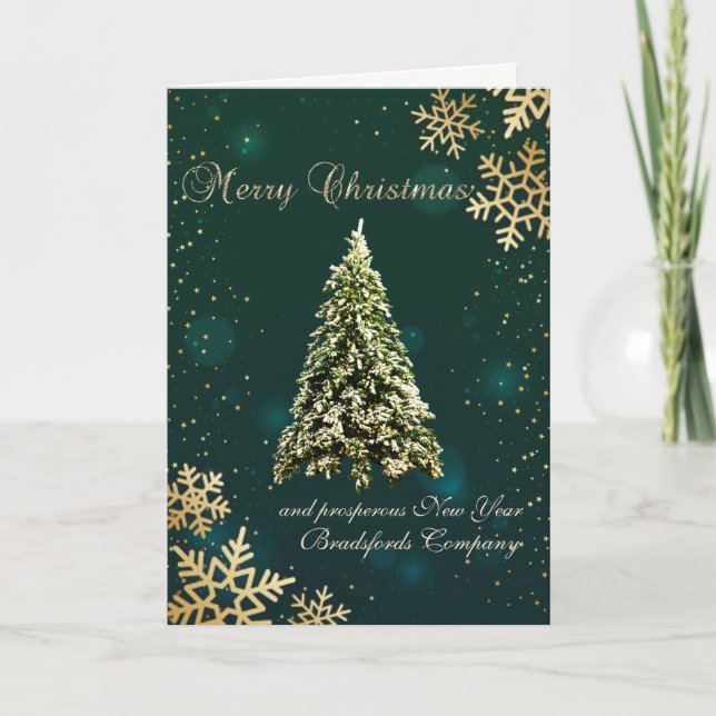 Cartes Pour Fêtes Annuelles Joyeux Noël, Pneus d'or, Pine Tree (Devant)