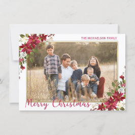 Cartes Pour Fêtes Annuelles Joyeux Noël Poinsettia Gold Photo