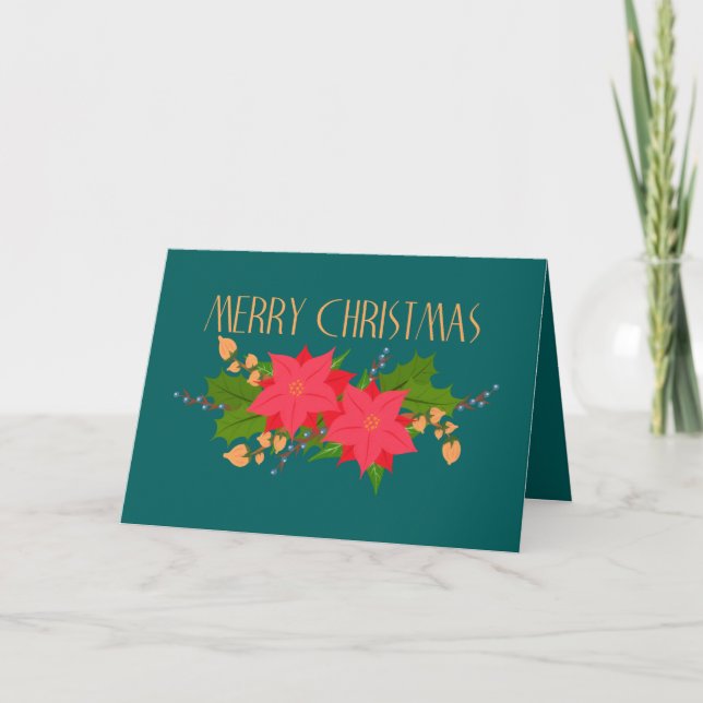 Cartes Pour Fêtes Annuelles Joyeux Noël Poinsettia s'épanouir (Devant)