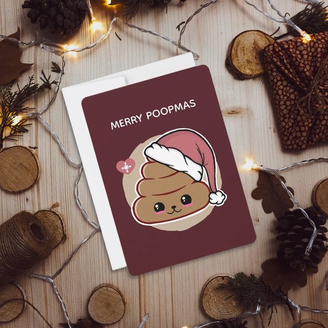 Cartes Pour Fêtes Annuelles Joyeux Noël Poopmas Kawaii (Créateur téléchargé)