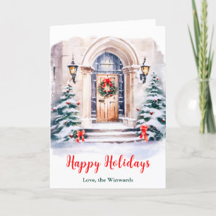 Cartes Pour Fêtes Annuelles Joyeux Noël Porche Avant Vacances de Noël