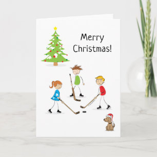 Cartes Pour Fêtes Annuelles Joyeux Noël pour les enfants de hockey