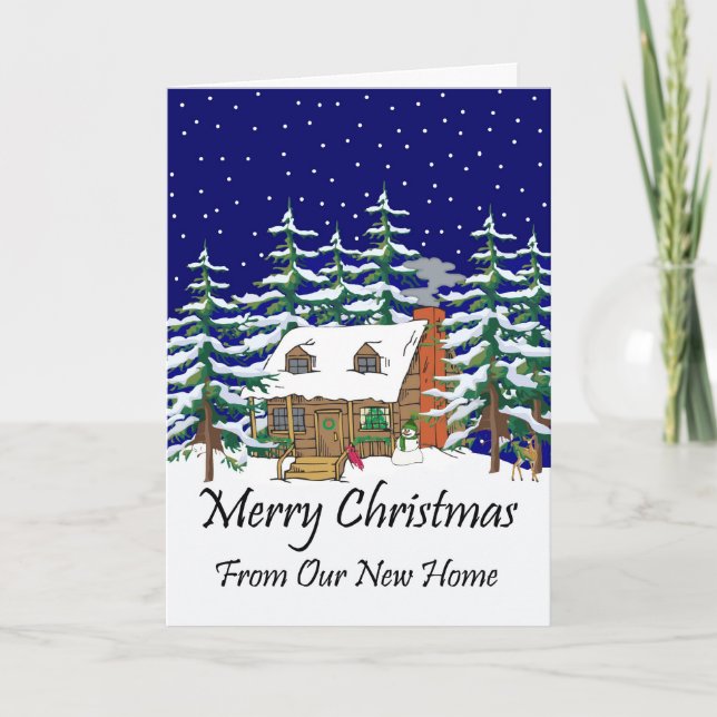 Cartes Pour Fêtes Annuelles Joyeux Noël Pour Notre Nouvelle Maison (Devant)
