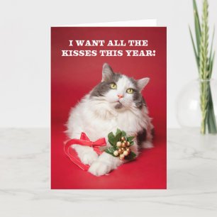 Cartes Pour Fêtes Annuelles Joyeux Noël Pour Tout Chat Avec Mistletoe