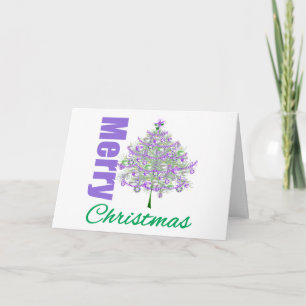 Cartes Pour Fêtes Annuelles Joyeux Noël Purple Thème Noël Arbre de Noël v2