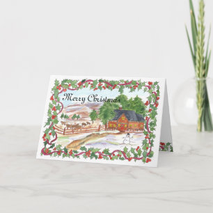 Cartes Pour Fêtes Annuelles Joyeux Noël Ranch Farmhouse Victorian