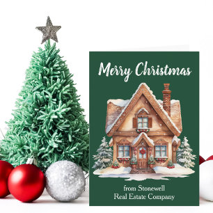 Cartes Pour Fêtes Annuelles Joyeux Noël Real Estate Company Accueil Vert