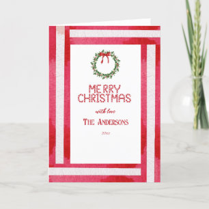 Cartes Pour Fêtes Annuelles Joyeux Noël Red Bow Wreath Personnalisé