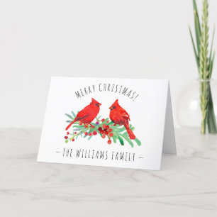 Cartes Pour Fêtes Annuelles Joyeux Noël Red Cardinals Holly