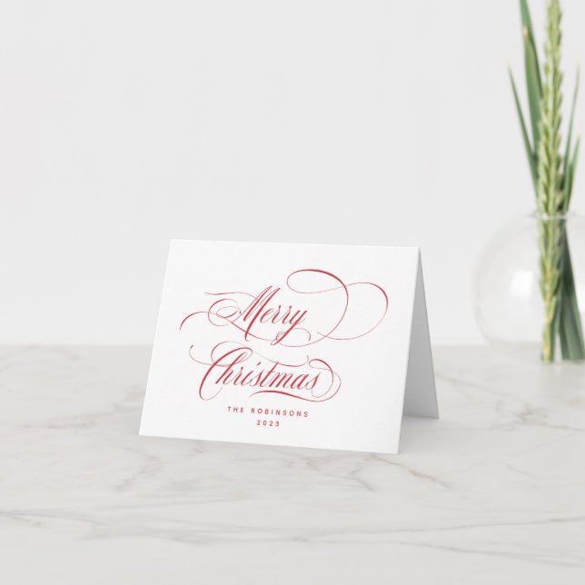 Cartes Pour Fêtes Annuelles Joyeux Noël Red Script (Devant)