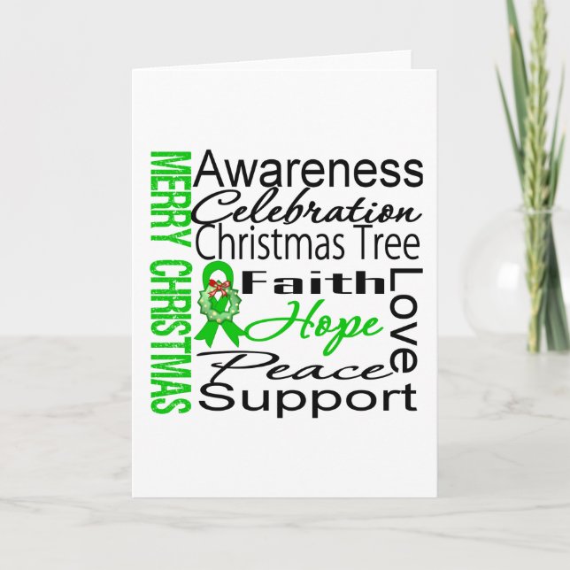 Cartes Pour Fêtes Annuelles Joyeux Noël Rein Cancer Ribbon Collage (Devant)