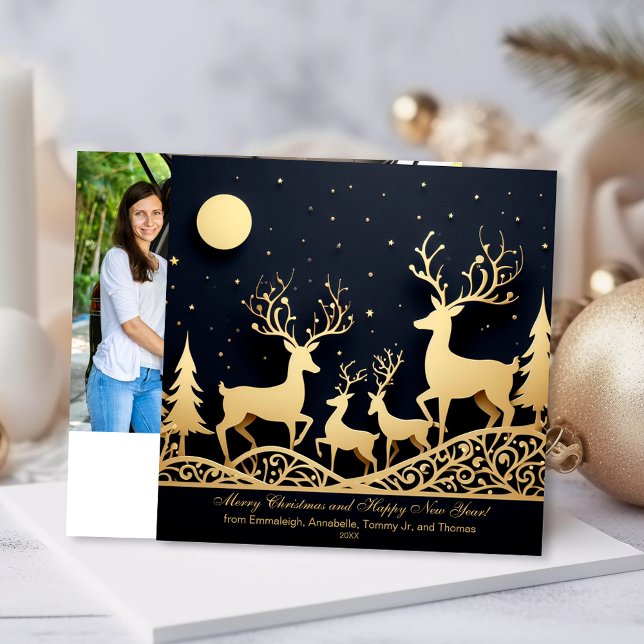 Cartes Pour Fêtes Annuelles Joyeux Noël Reindeer Photo de famille (Créateur téléchargé)