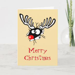 Cartes Pour Fêtes Annuelles Joyeux Noël ! Renne Fou au Nez Rouge