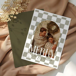 Cartes Pour Fêtes Annuelles Joyeux Noël Retro Checkerboard Arche photo