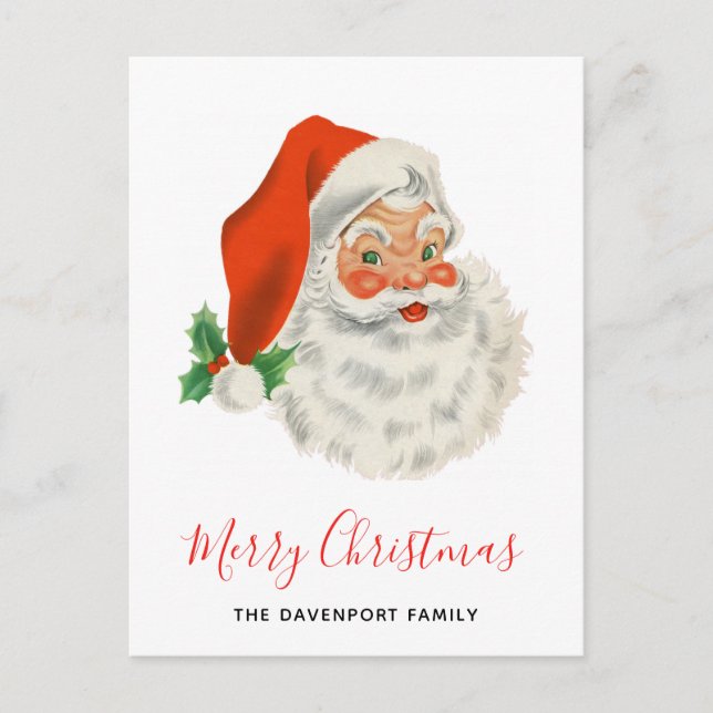 Cartes Pour Fêtes Annuelles Joyeux Noël rétro Père Noël (Devant)