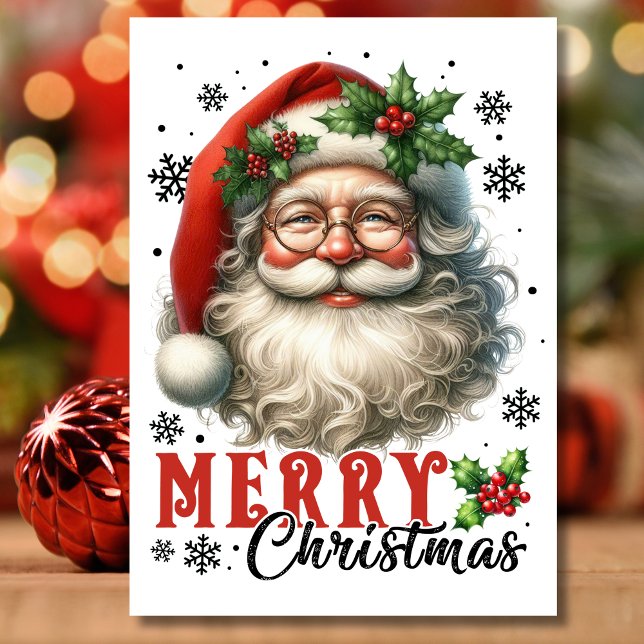 Cartes Pour Fêtes Annuelles Joyeux Noël rétro père Noël (Créateur téléchargé)