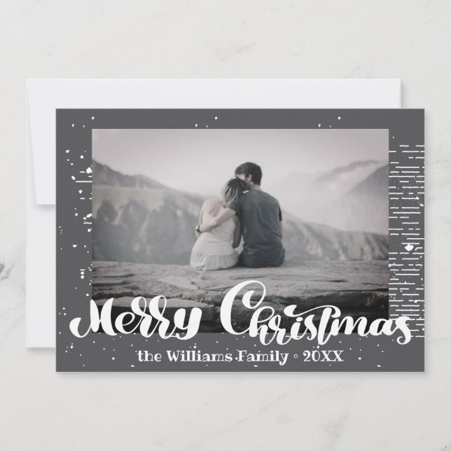 Cartes Pour Fêtes Annuelles Joyeux Noël Retro Typographie Famille Photo (Devant)
