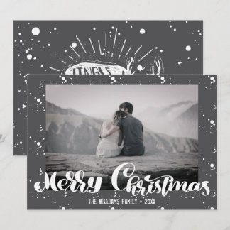 Cartes Pour Fêtes Annuelles Joyeux Noël Retro Typographie Famille Photo