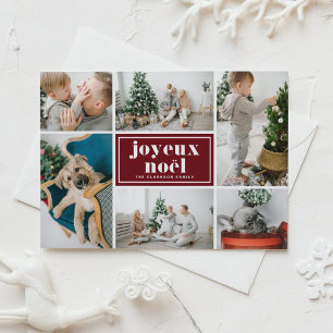 Cartes Pour Fêtes Annuelles Joyeux Noël Rétro Typographie Rouge Collage Photo