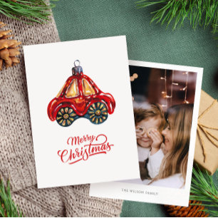 Cartes Pour Fêtes Annuelles Joyeux Noël Retro voiture ornement photo