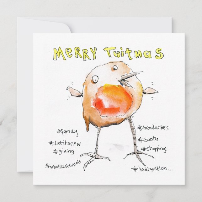 Cartes Pour Fêtes Annuelles Joyeux Noël Robin de Noël de Twitmas (Devant)