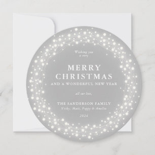 Cartes Pour Fêtes Annuelles Joyeux Noël Rond Gris Feux