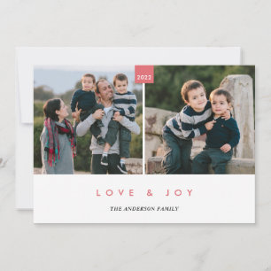 Cartes Pour Fêtes Annuelles Joyeux Noël rose élégant Minimal 2 photo
