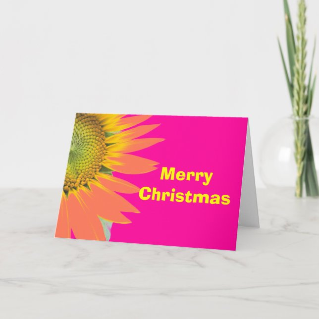 Cartes Pour Fêtes Annuelles Joyeux Noël rose et jaune (Devant)