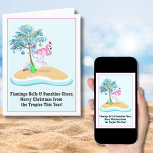 Cartes Pour Fêtes Annuelles Joyeux Noël rose Flamant rose île tropicale