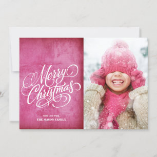 Cartes Pour Fêtes Annuelles Joyeux Noël rose foncé Grunge