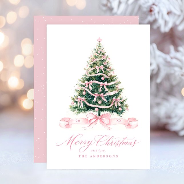 Cartes Pour Fêtes Annuelles Joyeux Noël rose hiver (Créateur téléchargé)