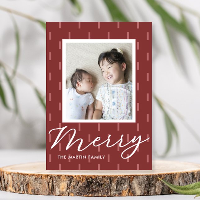 Cartes Pour Fêtes Annuelles Joyeux Noël rose pointu photo d'impression (Créateur téléchargé)