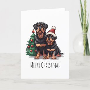 Cartes Pour Fêtes Annuelles Joyeux Noël Rottweiler Chien Arbre de Noël