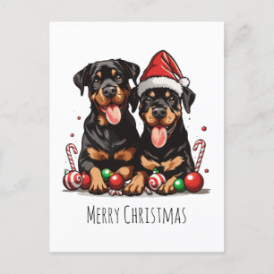 Cartes Pour Fêtes Annuelles Joyeux Noël Rottweiler Chien Père Noël