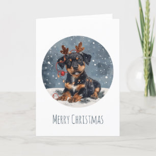 Cartes Pour Fêtes Annuelles Joyeux Noël Rottweiler Chien Reindeer
