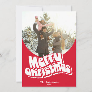 Cartes Pour Fêtes Annuelles Joyeux Noël Rouge Blanc Fun Retro Photo