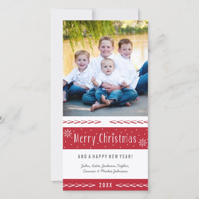 Cartes Pour Fêtes Annuelles Joyeux Noël Rouge Blancs (Devant)