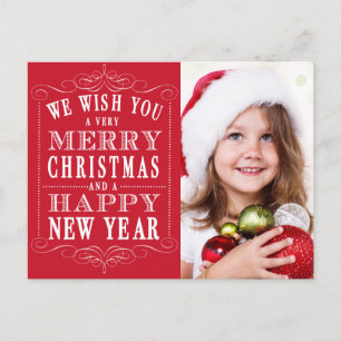 Cartes Pour Fêtes Annuelles Joyeux Noël Rouge, Bonne Année Photo