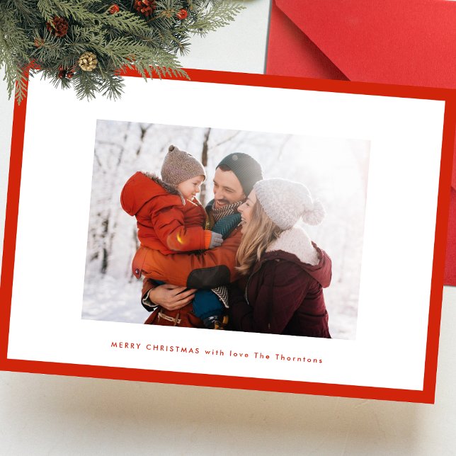 Cartes Pour Fêtes Annuelles joyeux Noël rouge | cadre photo mince personnalisé (Créateur téléchargé)