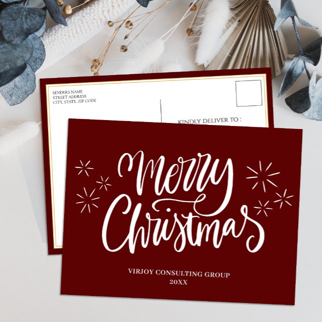 Cartes Pour Fêtes Annuelles Joyeux Noël Rouge Calligraphie Affaires Moderne (Créateur téléchargé)