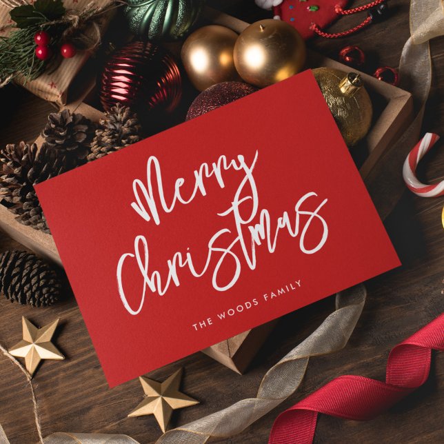 Cartes Pour Fêtes Annuelles Joyeux Noël Rouge contemporain (Créateur téléchargé)
