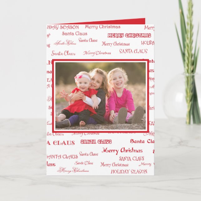 Cartes Pour Fêtes Annuelles Joyeux Noël rouge et blanc (Devant)