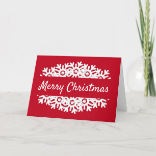 Cartes Pour Fêtes Annuelles Joyeux Noël rouge et blanc flocon