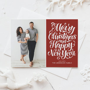 Cartes Pour Fêtes Annuelles Joyeux Noël rouge et Bonne Année Photo